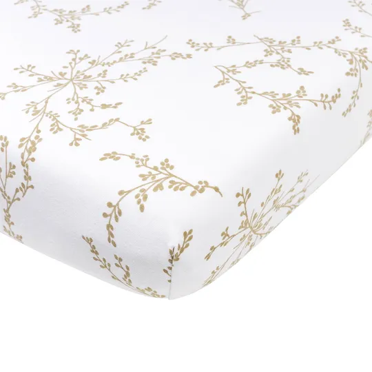Meyco Spannbettlaken Print - Jersey - Branches - Sand - 70 x 140/150 cm