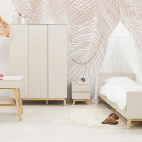 Bopita Saba Jugendzimmer - Dune / Natur - Bett 90x200 cm + Nachttisch