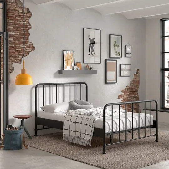 Vipack Bronxx Bett - 140 x 200 cm - Matt Schwarz