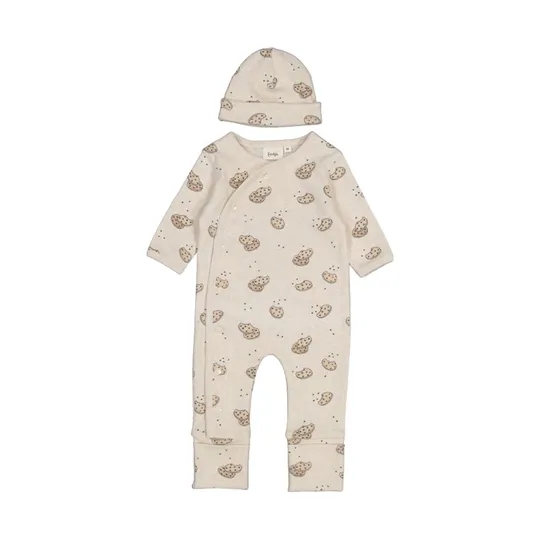 Feetje Geschenkset Strampler + Mütze – Off-White Melange – Größe 56