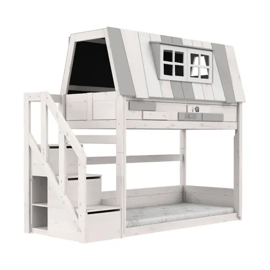 LIFETIME Kidsroom Etagenbett mit Treppenschrank – Premium Lattenrost