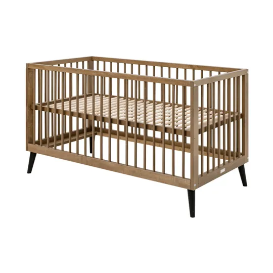 Bopita Zara Babyzimmer Walnuss| Bett 70x140 cm + Kommode + 2-türiger Kleiderschrank
