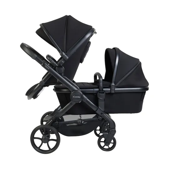 iCandy Peach 8 Double Kinderwagen 3-in-1 - Komplettes Reiseset - Black/Black