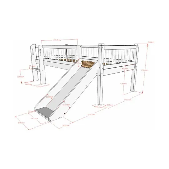 Vipack Forrest Halbhochbett Mit Rutsche 90x200 cm – Buche Weiß