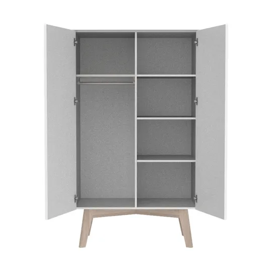 Kidsmill Sixties Kleiderschrank 2-türig Mattweiß / Natur