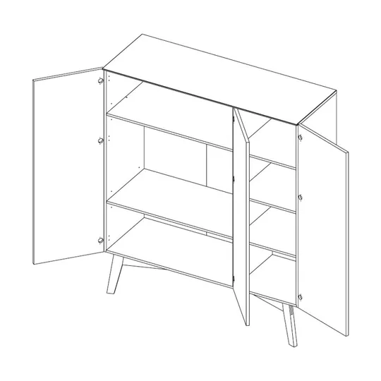 Kidsmill Sixties Babyzimmer Mattweiß / Walnuss | Bett 70 x 140 cm + Kommode + Schrank 3-türig