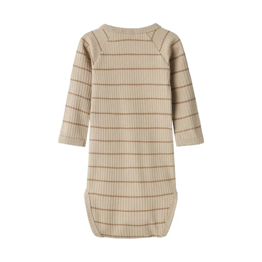 Lil' Atelier Gestreifter Babybody - Gr. 68 - Pure Cashmere