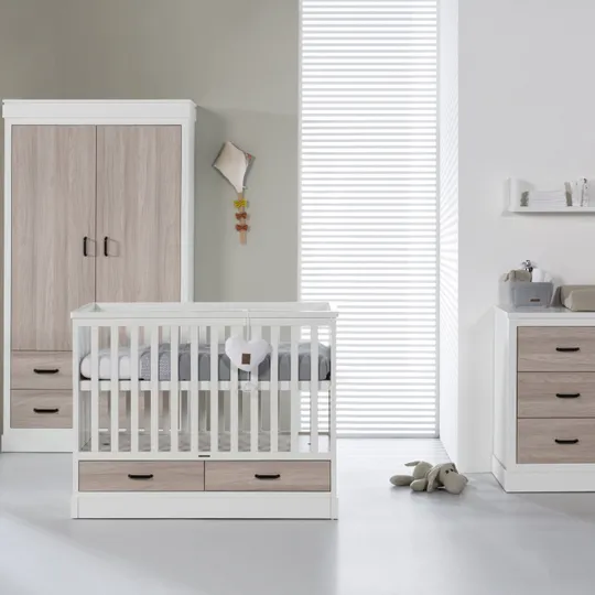 Kidsmill Newport Babybett Weiß / Eiche 70 x 140 cm