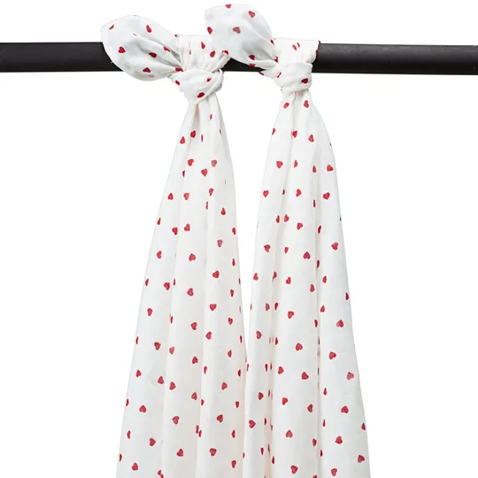 Meyco Sweet Heart Swaddle - 120 x 120 cm - 2-Pack - Rot