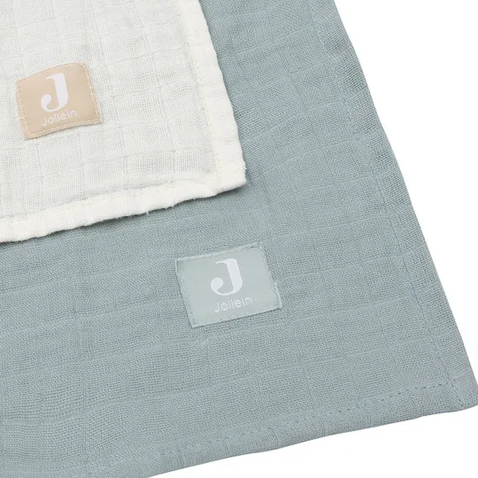 Jollein Hydrophiles Tuch - Groß - 2 Stück - 115 x 115 cm - Sea Green/Ivory