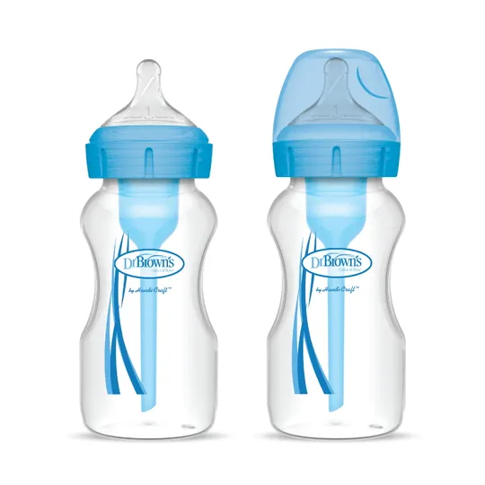 Dr. Brown's Options+ Anti-Kolik Breiter Flaschenhals Doppelpack Blau 270 ml