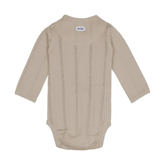 Lodger Babybody Langarm - Pointelle - Größe 56 - Shell