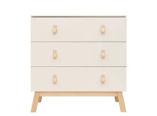 Bopita Babyzimmer Lines - Dune / Nature |  Babybett 60 x 120 cm + Kommode + 2-türiger Kleiderschrank