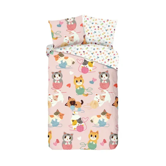 Muller Textiel Cats Bettbezug Pink 140 x 220 cm