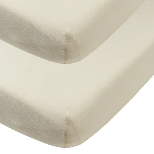 Meyco Baby Uni Spannbettlaken Wiege - 2 Stück - 40 x 80/90 cm - Jersey - Soft Sand