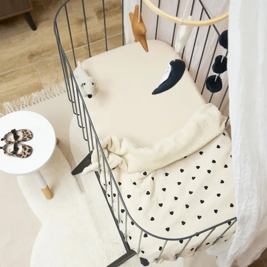 Meyco Baby Uni Spannbettlaken Wiege - 2 Stück - 40 x 80/90 cm - Jersey - Soft Sand