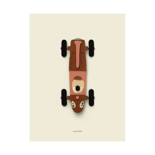 Studio Ditte Rennauto Braun Poster - 30x40 cm