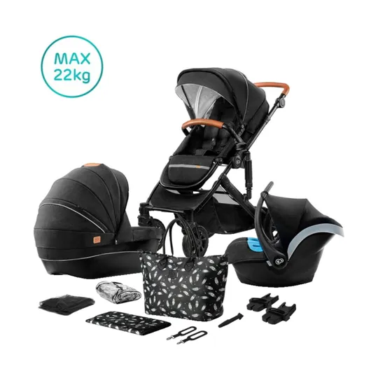 Kinderkraft Combi 3 in 1 Prime Black Inkl Autositz und Mommy Bag 