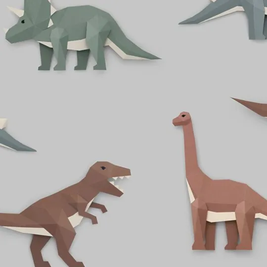 Studio Ditte Dinosaurier Tapete Hell Grau