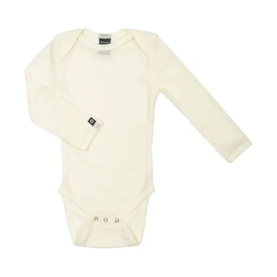 Smallstuff Babybody Langarm - Größe 74 - Merino Wolle - Off White