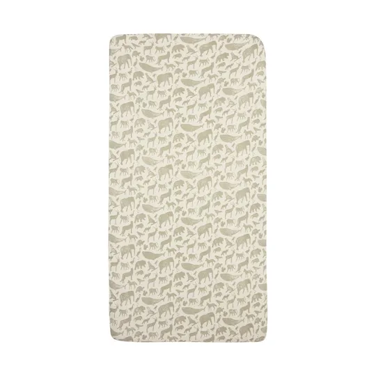 Jollein Jersey Animals Spannbettlaken - 40 / 50 x 80 / 90 cm - Olive Green