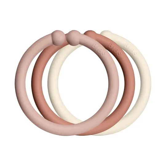 BiBs Loops Spielzeugringe - Blush / Woodchuck / Ivory