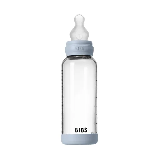 BIBS Flasche - Medium Flow - 240 ml - Silikon/Glas - Baby Blue