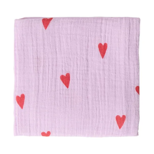 Studio Noos Swaddle - Lilac Hearts - 70x70 cm