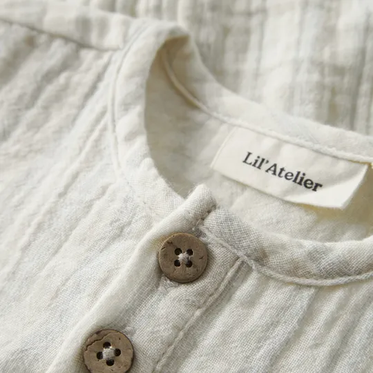 Lil' Atelier Dusty Blue Shirt - Größe 74 - Coconut Milk