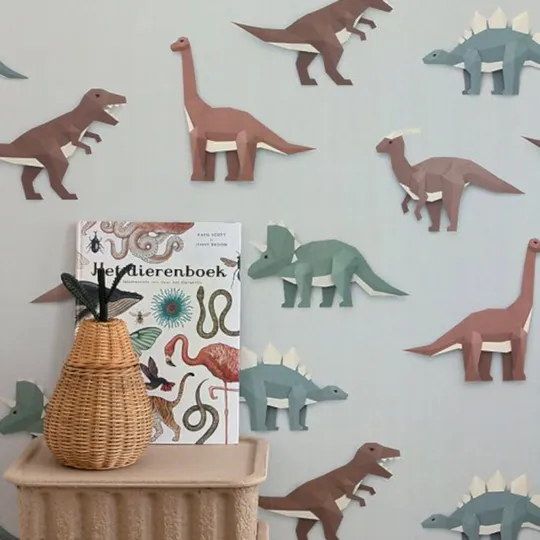 Studio Ditte Dinosaurier Tapete Hell Grau
