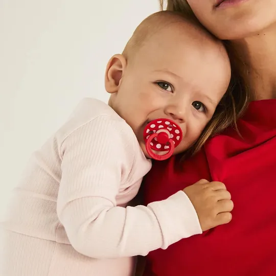 BIBS Studio Polka Schnuller - Rund - 2 Stück - 0-6 Mte - Blossom / Candy Apple