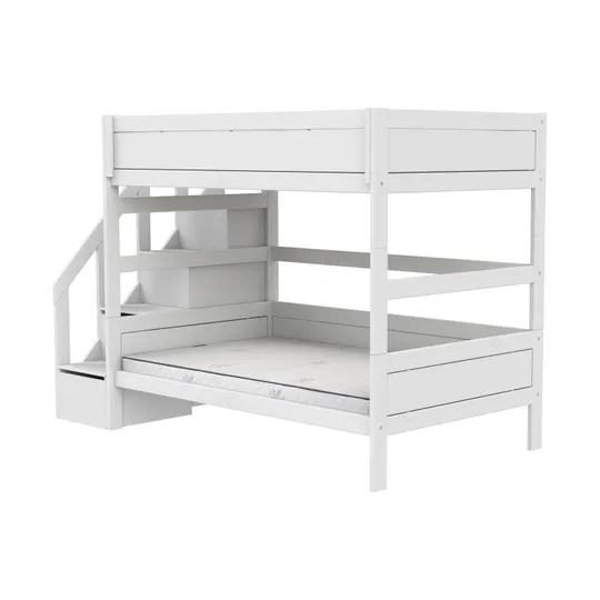 Life Time Etagenbett Deluxe - Weiß Lackiert - 120 cm - Mit Treppenschrank