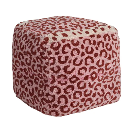 Doing Goods Pink Leopard Pouf - Klein