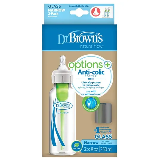 Dr. Brown's Standardhals-Glasflaschen Options+ 250 ml 2er-Pack