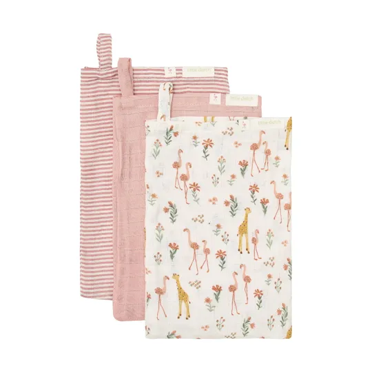 Little Dutch Blooming Safari Waschlappen-Set – 14 x 21 cm – Rosa