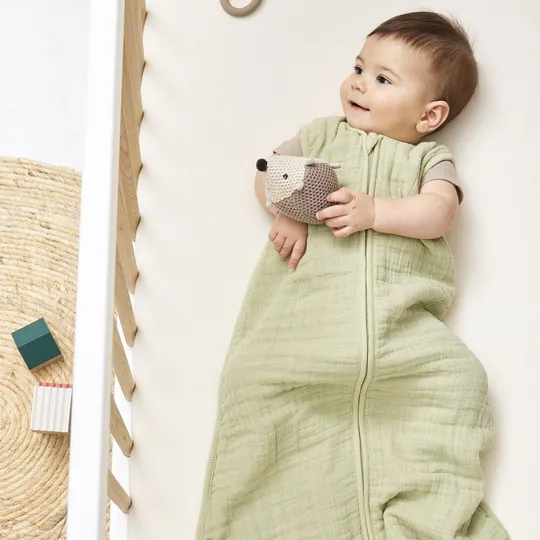 Meyco Baby Sommerschlafsack - Uni - 110 cm - Pre-Washed Hydrophil - Soft Olive