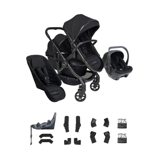 iCandy Peach 8 Double Kinderwagen 3-in-1 - Komplettes Reiseset - Black/Black