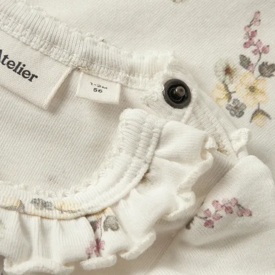 Lil’ Atelier Flower Babybody - Größe 62 - Coconut Milk