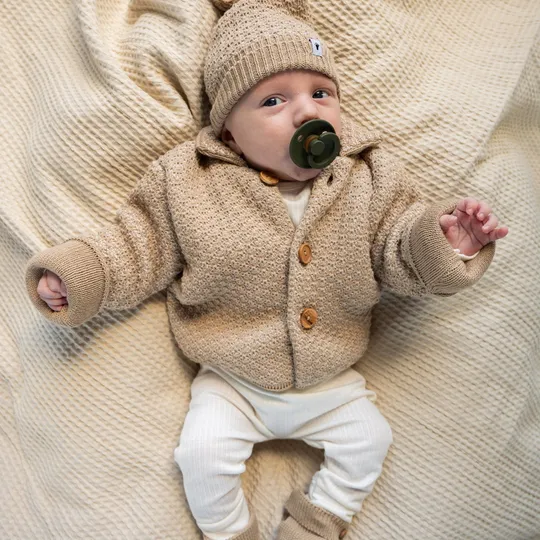 Klein Baby Cardigan - Größe 62 - Beige Melange