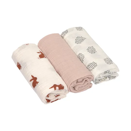 Lässig Little Forest Rabbit Wickeltuch 3 Stück