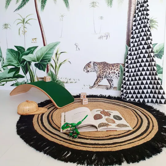 Tapis Petit Round Tess Teppich 110 x 110 cm Black