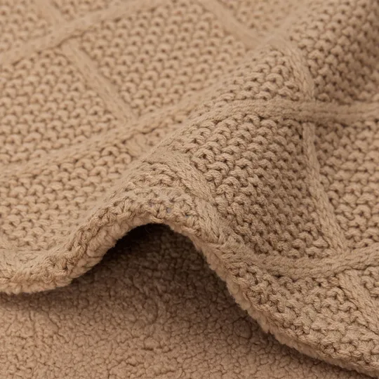 Jollein Check Knit Bettdecke 100 x 150 cm - Biscuit / Teddy Fleece