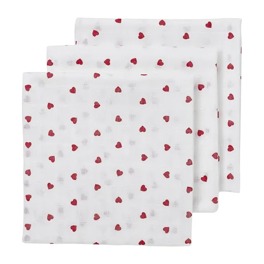 Meyco Baby Sweet Heart Hydrofiele Tücher - 70 x 70 cm - 3-Pack - Rot