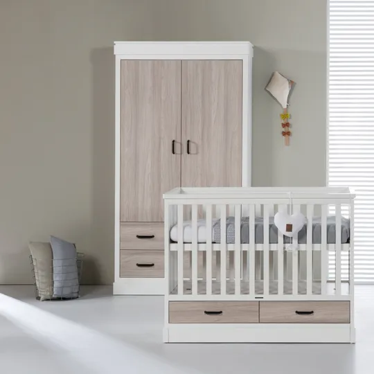 Kidsmill Newport Babybett Weiß / Eiche 70 x 140 cm