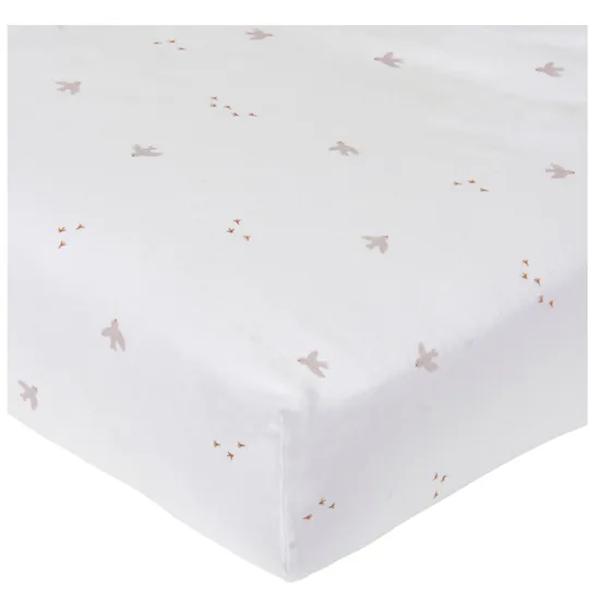 Nanami Bird Spannbettlaken - 40 x 80/90 cm - Weiß