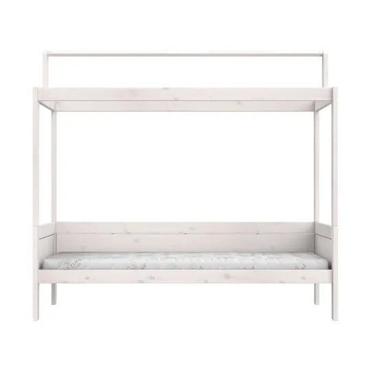 LIFETIME Kidsrooms Original Bett + Dachrahmen – Premium Lattenrost – 90x200 cm - White Wash