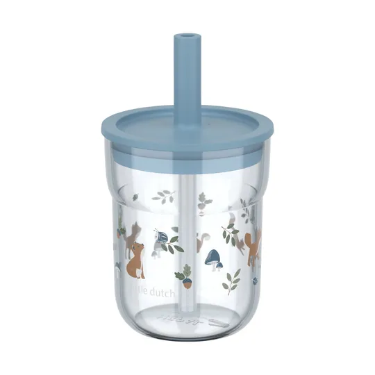 Mepal X Little Dutch Forest Friends Kinderglas mit Strohhalm Mio - 250 ml