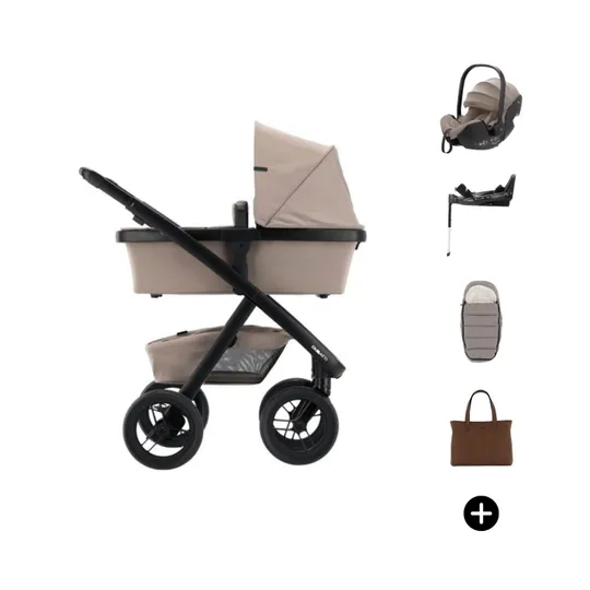 Dubatti Two E2 Kinderwagen Paket- Soft Taupe / Black / Brown