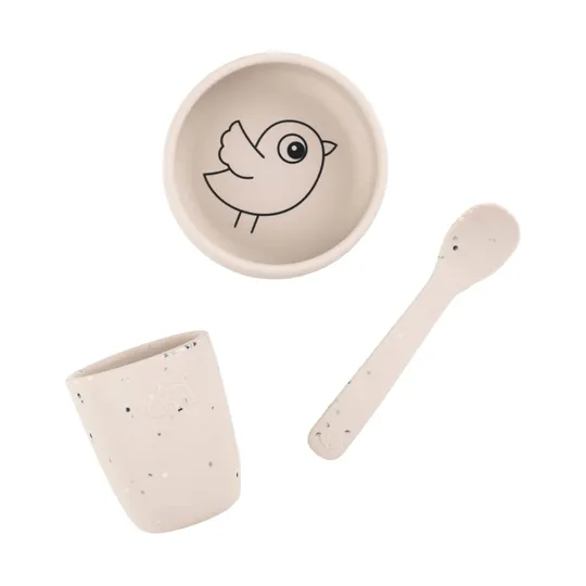 Done By Deer First Meal Set - Birdee - Silicone - 3-Teilig - Sand