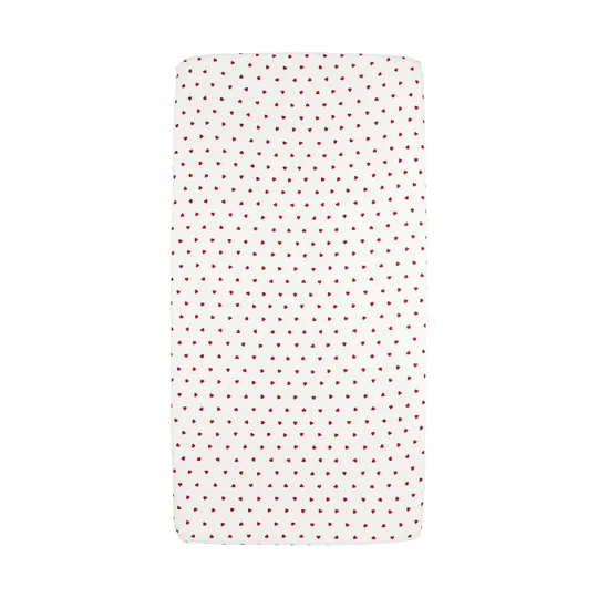 Meyco Spannbettlaken Print - Jersey - Sweet Heart - White/Red - 70 x 140/150 cm
